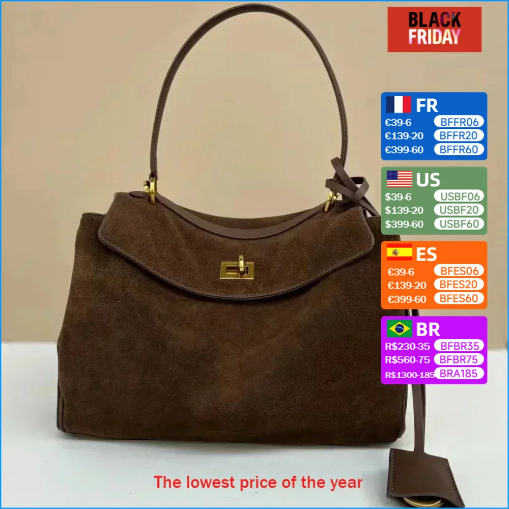 Замшевая женская сумка Motingsome с золотой пряжкой