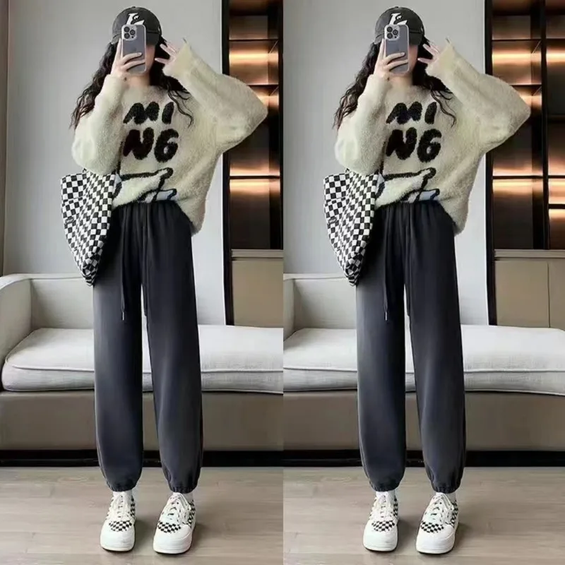 Женские однотонные спортивные брюки с высокой талией