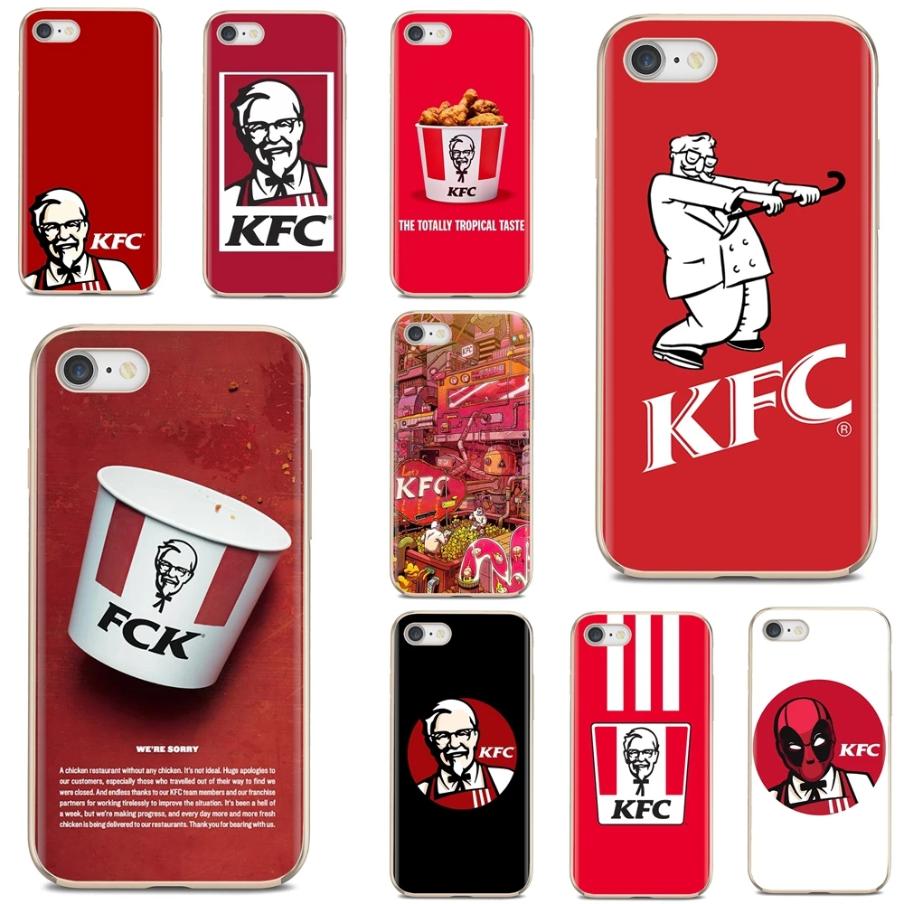 

For iPhone 10 11 12 13 Mini Pro 4S 5S SE 5C 6 6S 7 8 X XR XS Plus Max 2020 Red KFC fast food Popular Silicone Phone Case