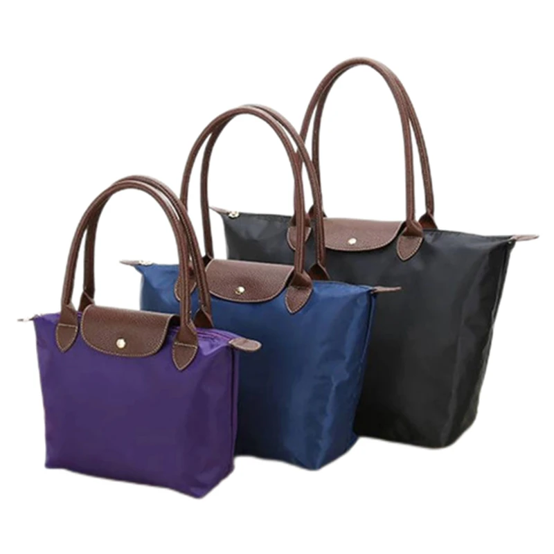 

Waterproof Nylon Women's Handbags Large Capacity Ladies Fold Tote Bag For Female Shopper Travel Shoulder Bag New Woman Hobo Bags