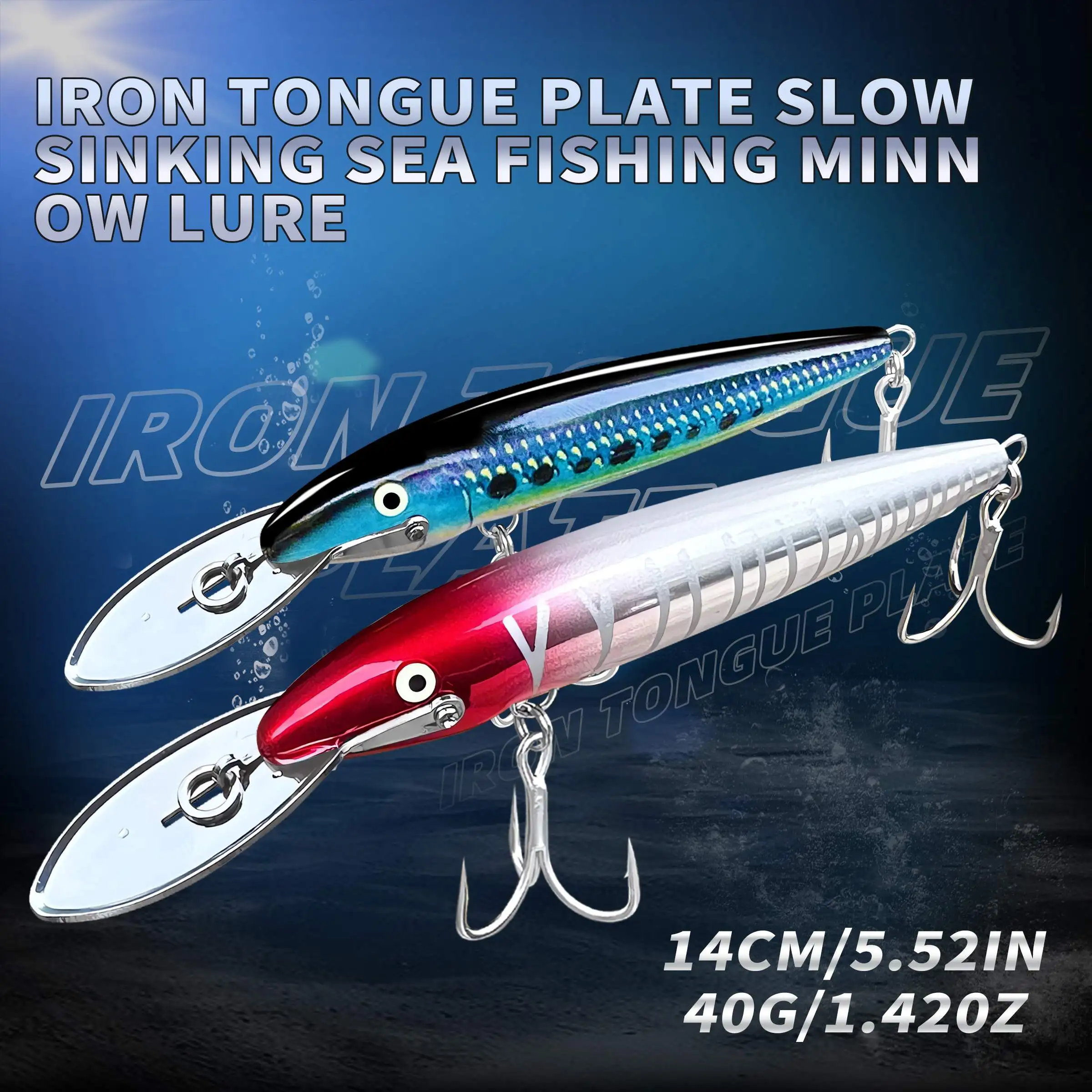 Фото Рыболовная приманка с обратным отсчетом Magnum Minnow, тонущая жесткая приманка для троллинга, 140 мм, 40 г, воблеры, искусственная морская вода для блюзного тунца №1