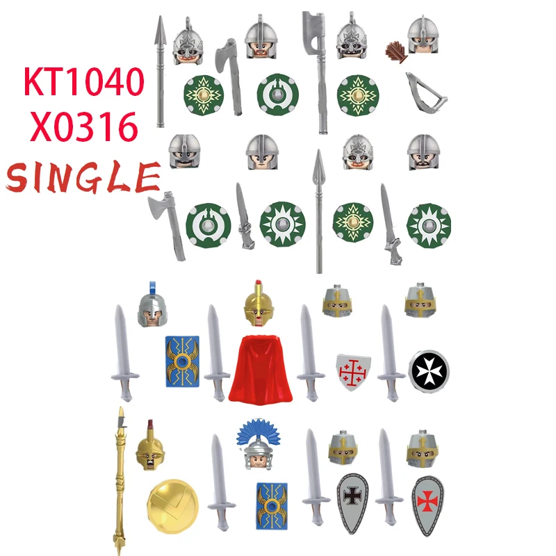 

X0316 KT1046 Medieval Knight Guard Roman Soldier Spartan Female Warrior Mini Action Figure Block Assembling Cheap Toys For Kids