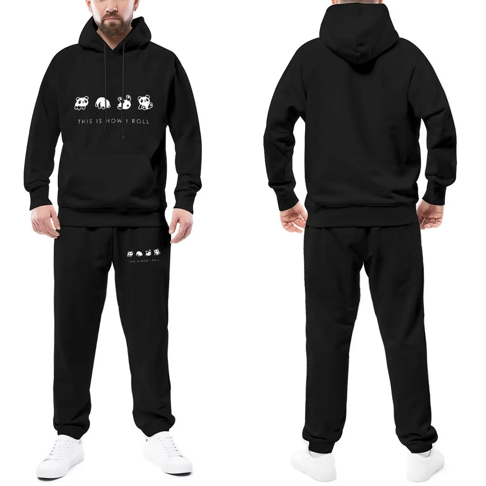 

Panda Bears Trapstar Tracksuits THIS IS HOW I ROLL Jogger Sportswear Men Funny Hooded Suits Winter Custom Sweatsuits Large Size