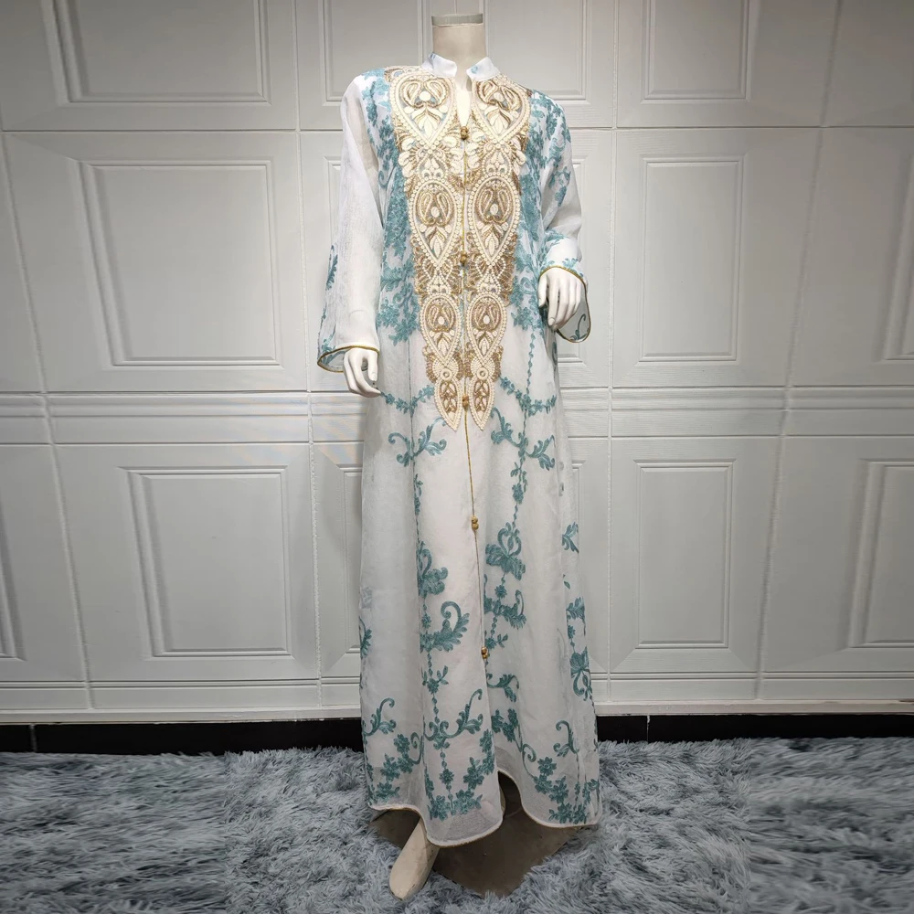 Muslim Kaftan Abaya Dress Kimono Women Dubai Turkey Embroidery Long Sleeve Boubou Jelaba Femme Musulman Islamic Clothing Vestido