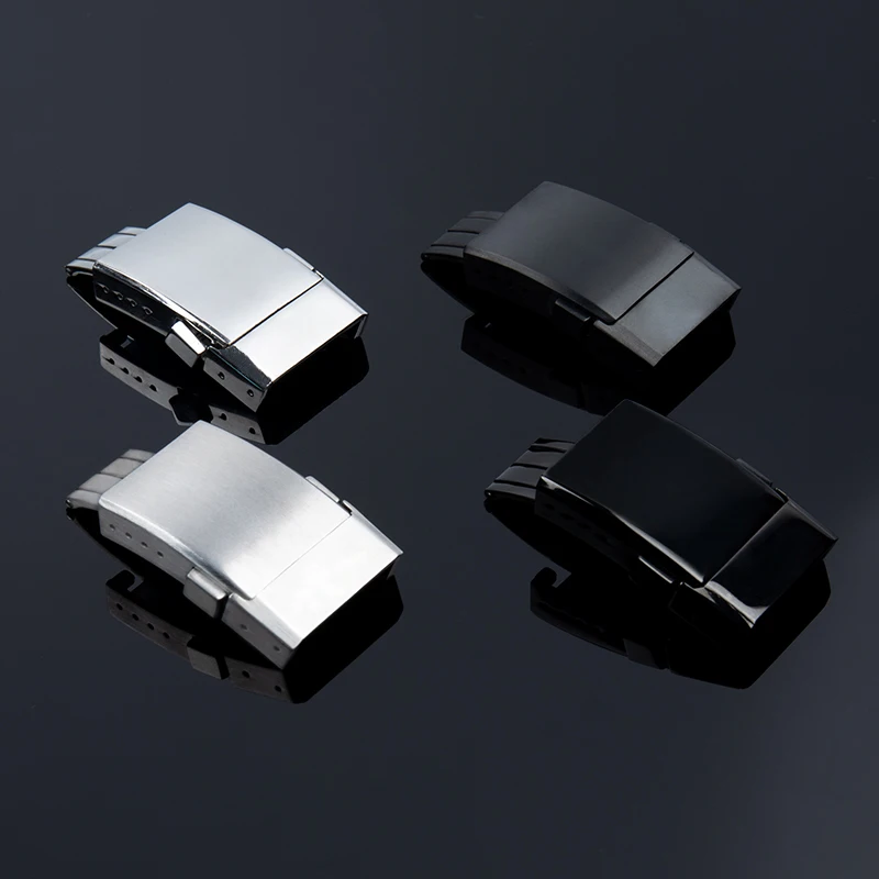 

Matt Shiny Thick Stainess Steel Buckle for Breitling Watchband 20mm Polishing Double Click Clasp Watch Strap Black Silver Tools