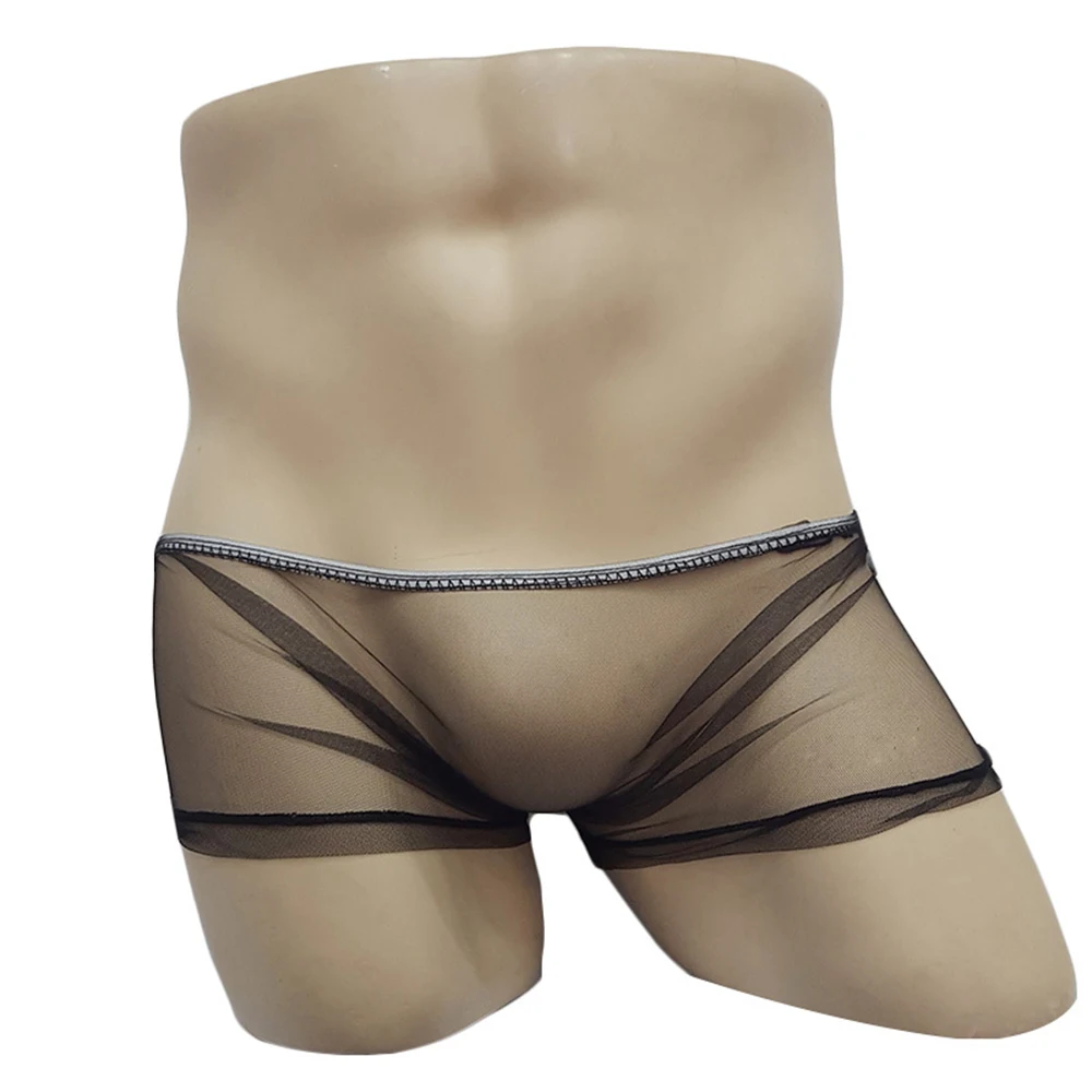 

Boxers For Men Sexy See Through Tulle U-shaped Low Rise Briefs Underwear Ultra-Thin Breathable Pouch Swimwear Lingerie Shorts