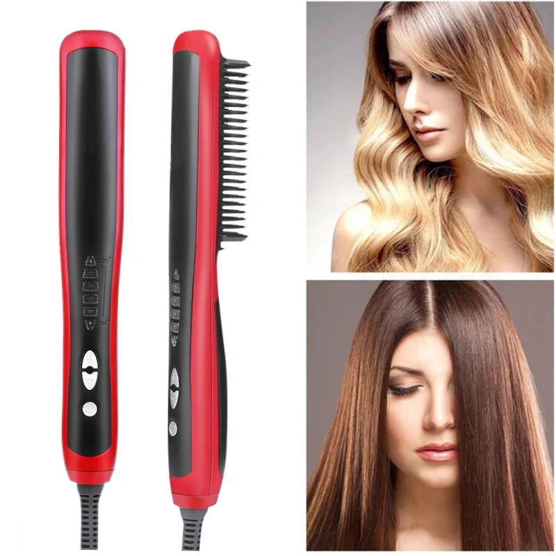 

Hair Comb Brush Beard Straightener Anti-Scald Hair Straightening Comb Curling Iron Quick Beard Hair Styler For Men Hot Comb