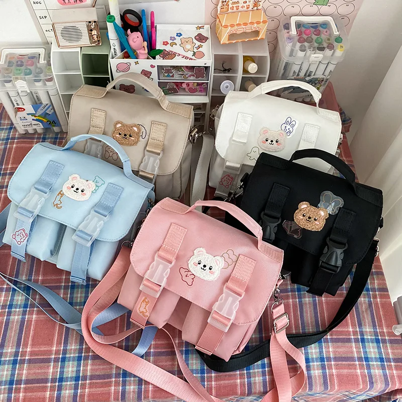 

Cute creative cartoon shoulder bag sticker bear student portable messenger bag