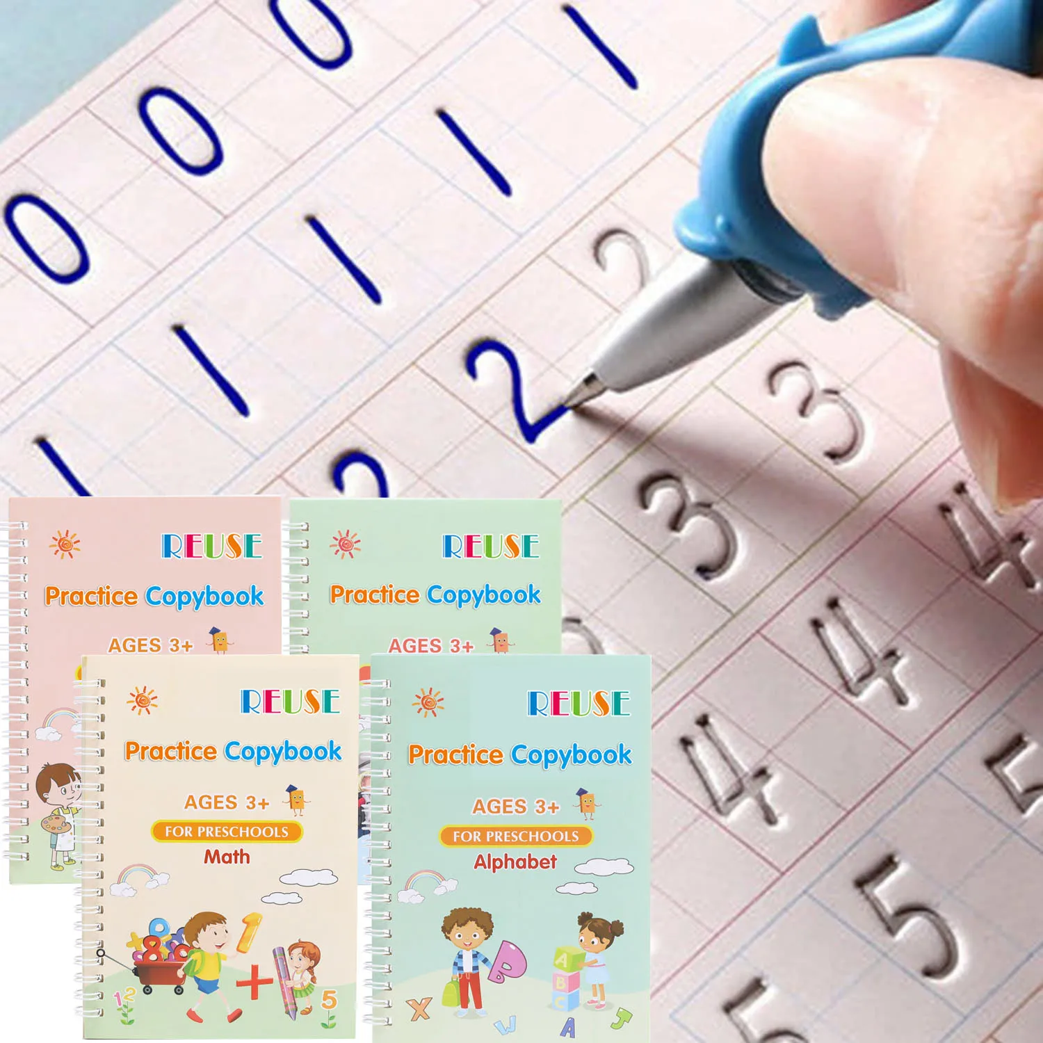 Free Shipping Magic Copy Book Free Wiping Children Kid Writing Sticker Practice English Copybook For Calligraphy Montessori Gift