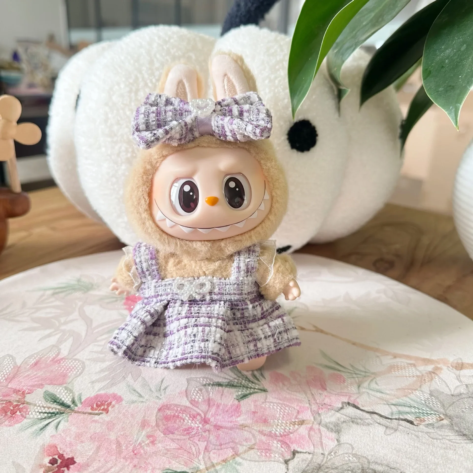 Новый стиль 17 см куклы Labubu I II милая мини-плюшевая кукла одежда для кукол