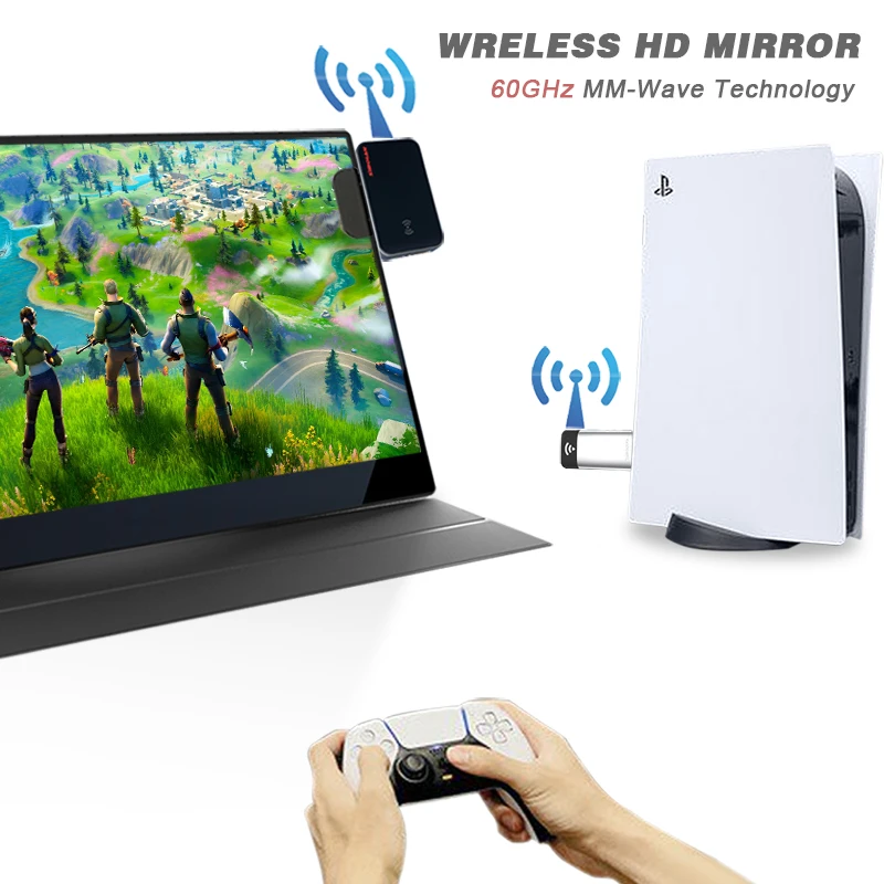 

New Wireless 60GHz Millimetre Wave Technology Support for ios Laptop PS5 Gaming HD Transmitter Receiver Extender Kit