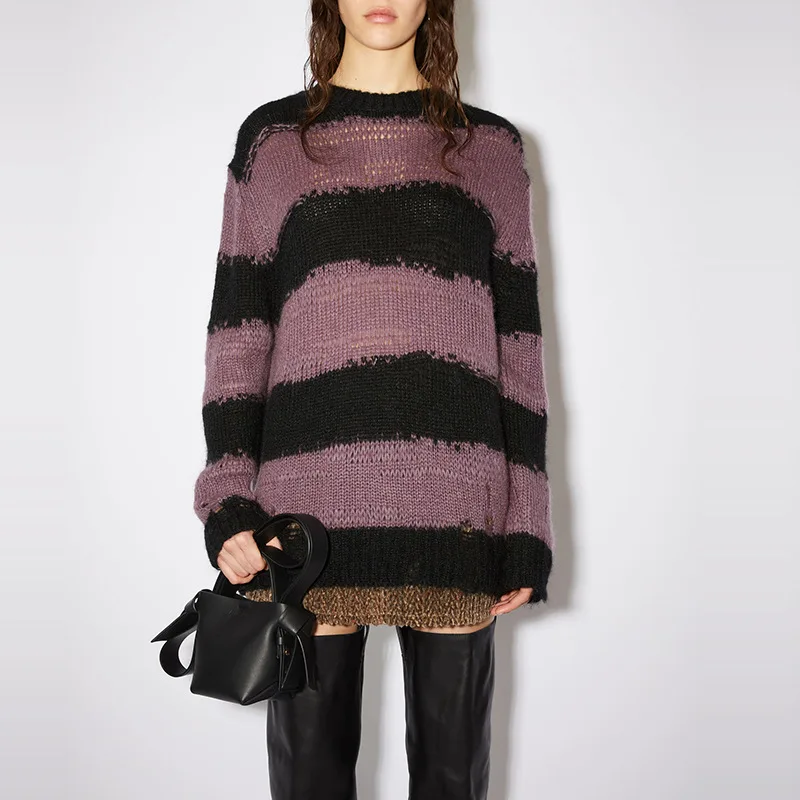 

Женский трикотажный топ с длинным рукавом, в полоску