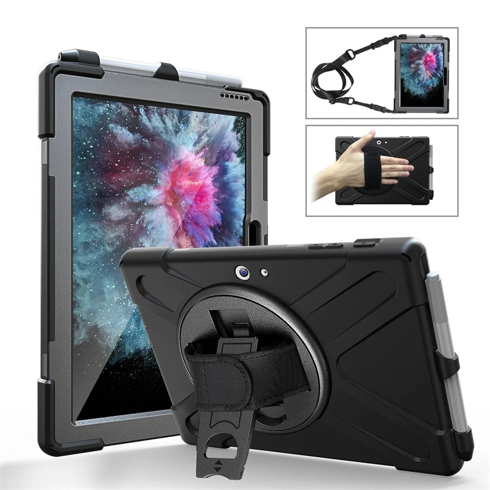 

for Microsoft Surface GO 2 Case 360 Degree Rotating Stand, Hand Shoulder Strap Tablet Cover 2 (2020) 10.5 inch