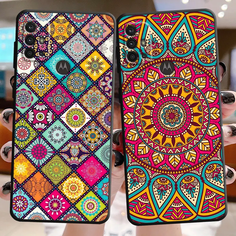 Чехол для телефона Motorola Moto G60 G51 G50 G22 G52 G53 G30 G31 G73 G60s G71 G72 G32 цветной Мандала Цветок