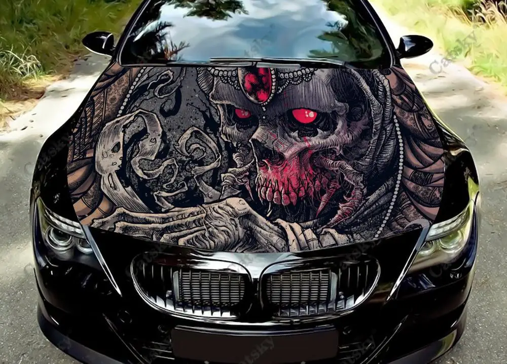 

Skull horror skeleton Car Hood Vinyl Stickers Wrap Vinyl Film Engine Cover Decals Sticker on Car Auto Accessories