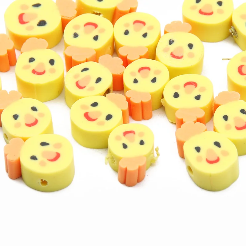 

20-100pcs Cartoon Yellow Chick Polymer Clay Beads Clay Spacer Square Beads For Jewelry Making Bracelet Necklace DIY Accessories