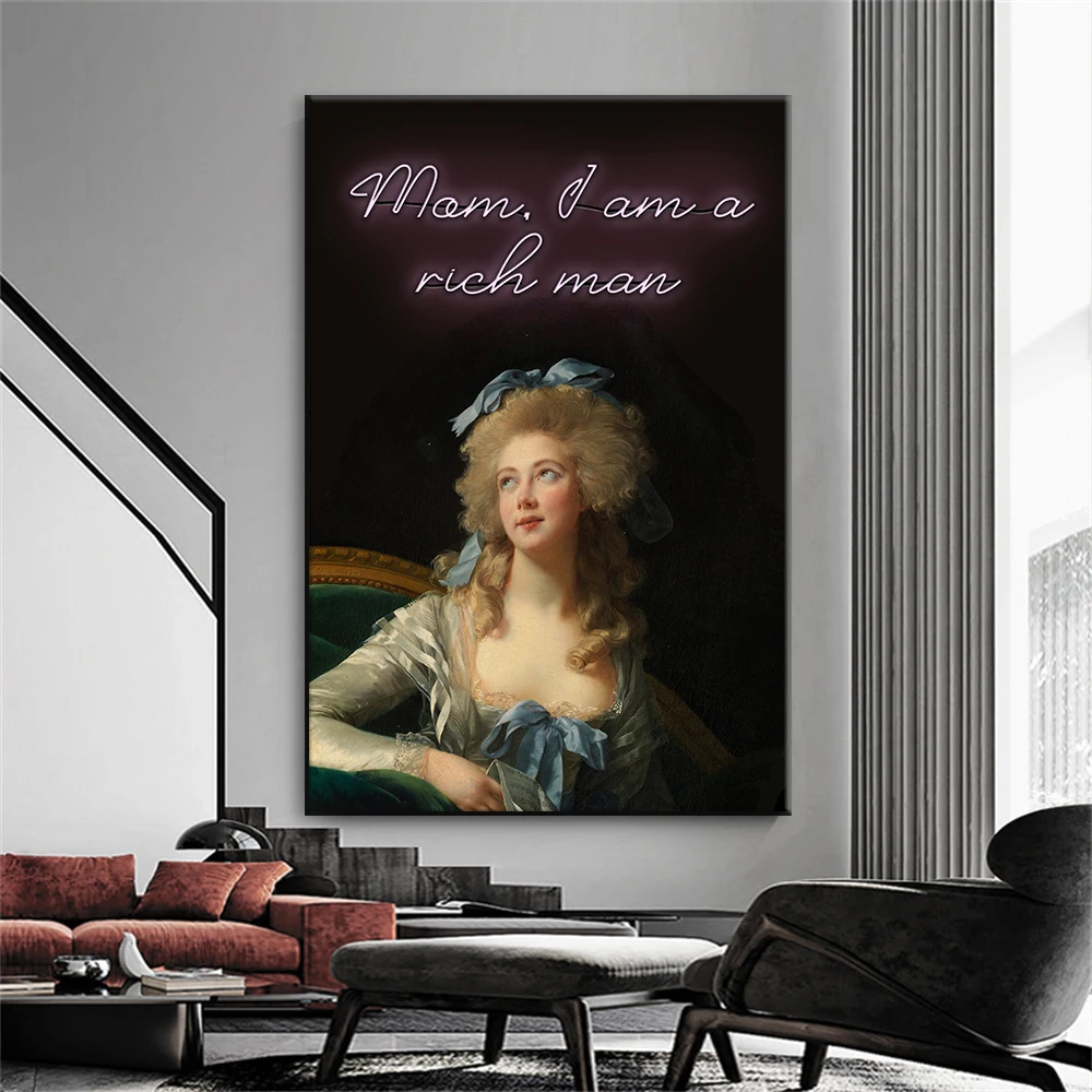 Забавный фотопостер с надписью Мама я богатый человек принты искусство