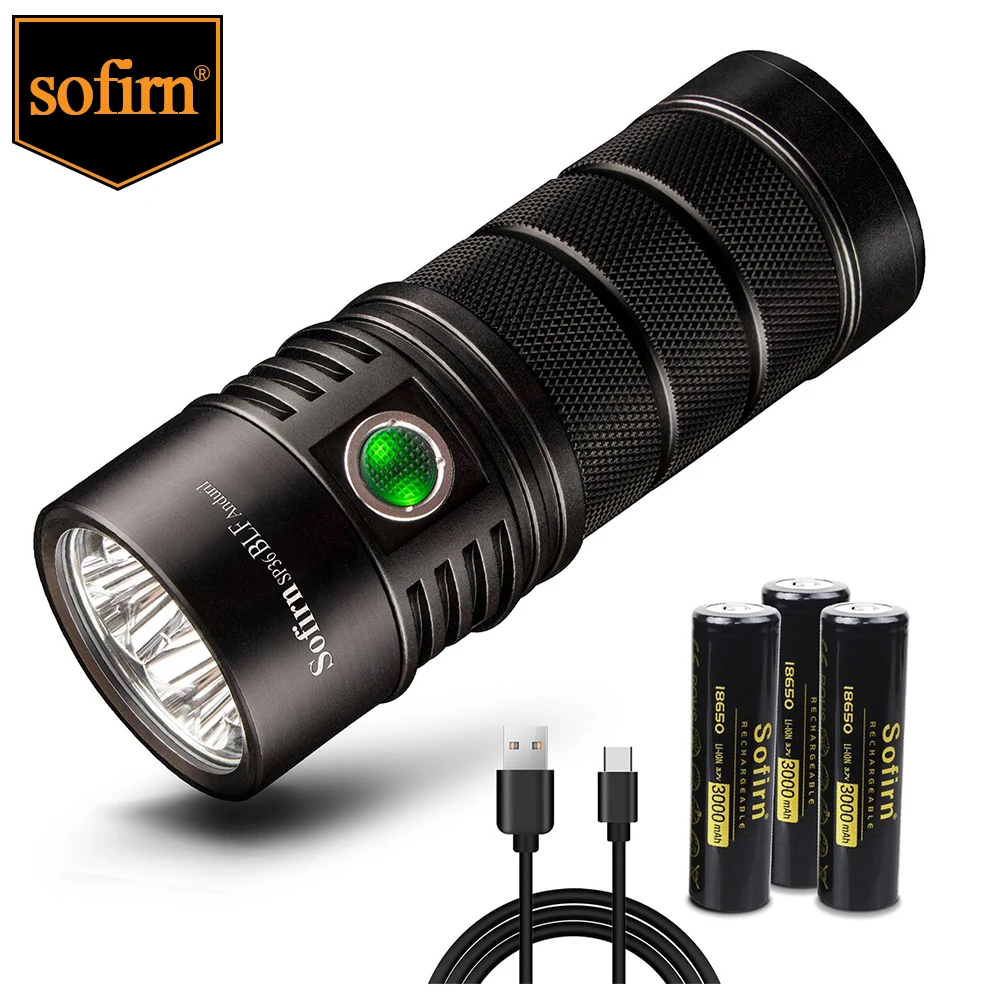 Sofirn SP36 BLF Anduril 2.0 LH351D 5650lm Powerful LED Flashlight USB Rechargeable 18650 Torch 5000K High 90 CRI
