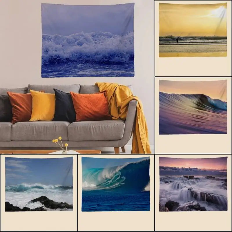 

Wave Tapestry Art Printing Cheap Hippie Wall Hanging Bohemian Wall Tapestries