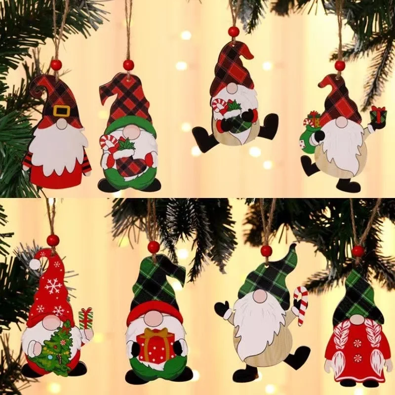 

Christmas Hanging Ornaments Xmas Pendants Wooden Painted Crafts 2022 Navidad Noel New Year Gifts for Kids Christmas Decorations