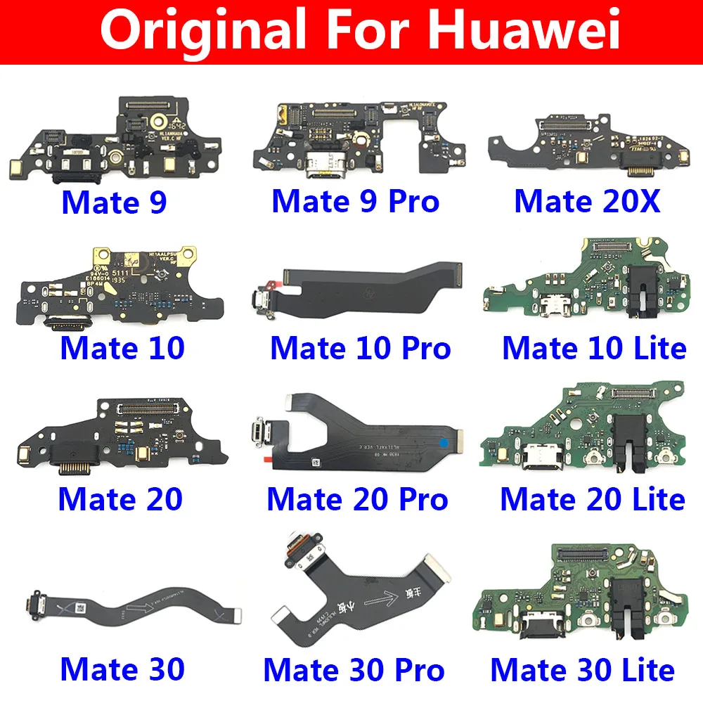 5 Pcs 100% Original For Huawei Mate 9 10 20 30 Lite Pro USB Charger Board Connector Charging Dock Flex Cable Repair Parts