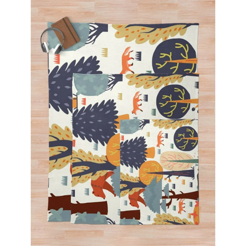 Детское мягкое одеяло с рисунком лесных животных |