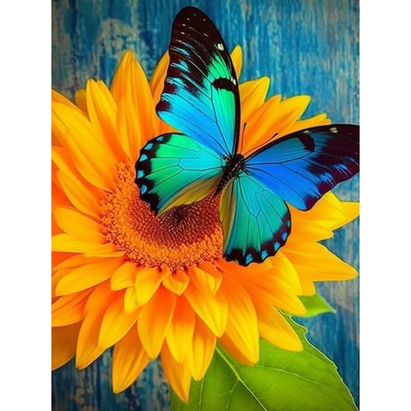 5D DIY Набор Алмазной Живописи Подсолнух И Бабочка Инкрустированный Стразами