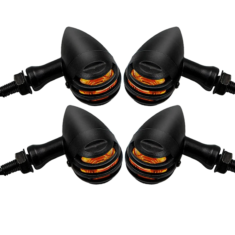 

4Pcs Motorcycle Turn Signal, LED Motorbikes Blinkers, Amber Indicator Front Rear Light Universal Turn Signal