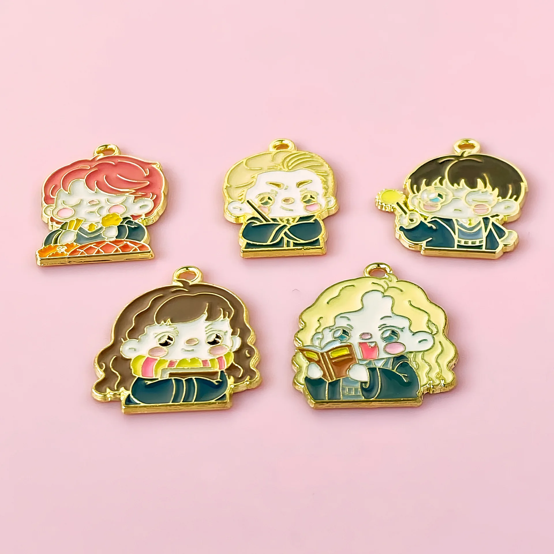 3pcs Harrise Magician Boy Academy of Magic Alloy Drip Oil Jewelry Potter Accessories Diy Pendant Student Bracelet Keychain