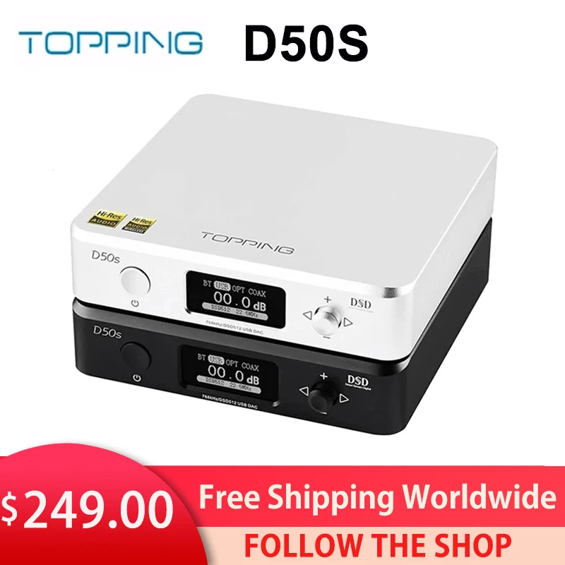 USB-ЦАП TOPPING D50S два канала ES9038Q2M Bluetooth 5 0 Hi-Fi настольный декодер Hi-res PCM 32 бит/768k DSD512