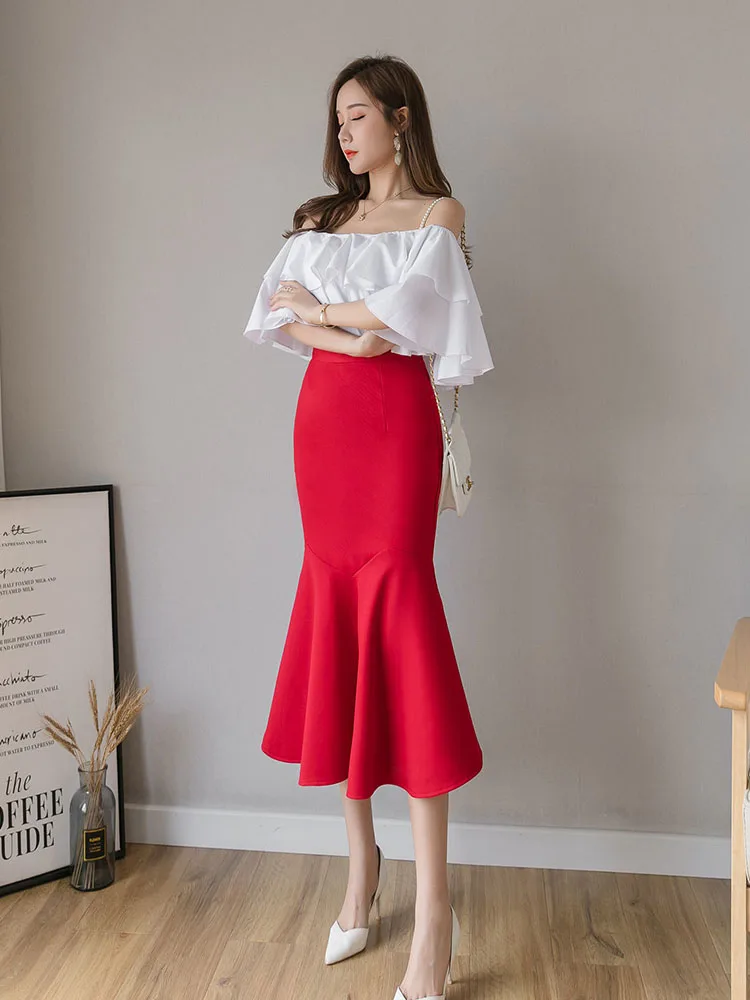 Fishtail Skirt Women D1588