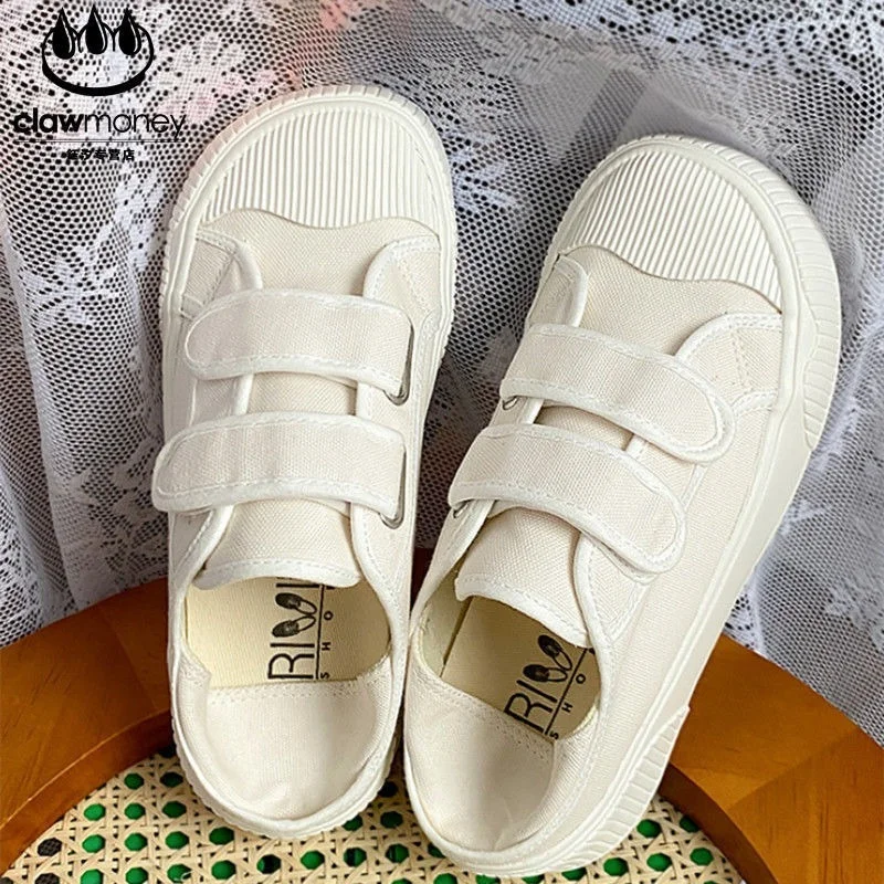 QWEEK White Casual Vulcanize Shoes Women's Sneakers 2023 Korean New Summer Platform Flat Sports Canvas Running Rubber Tennis