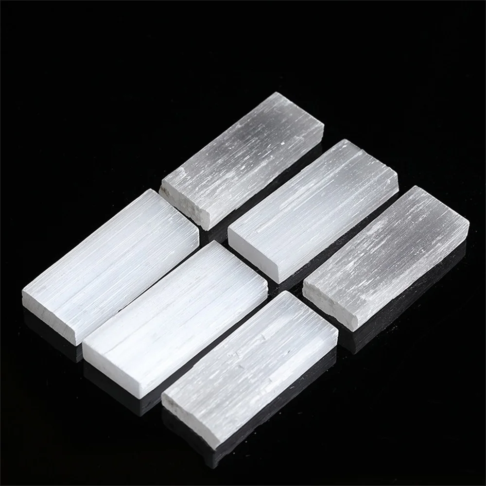 

Natural Selenite Crystal Plate Plaster Stick Morocco Through Plaster White Quartz Mineral Raw Stone