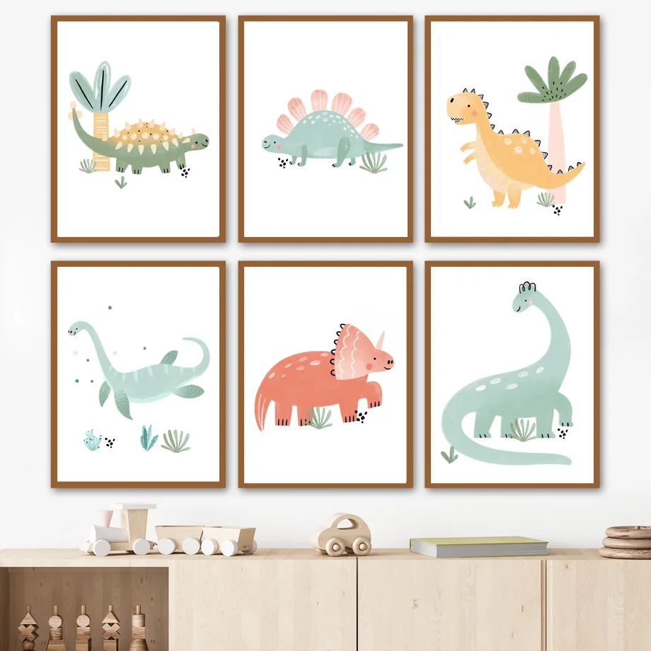 

Boho Cartoon Dinosaur Paw Nursery Wall Art Canvas Painting Boy Girl Nordic Posters And Prints Wall Pictures Baby Kids Room Decor