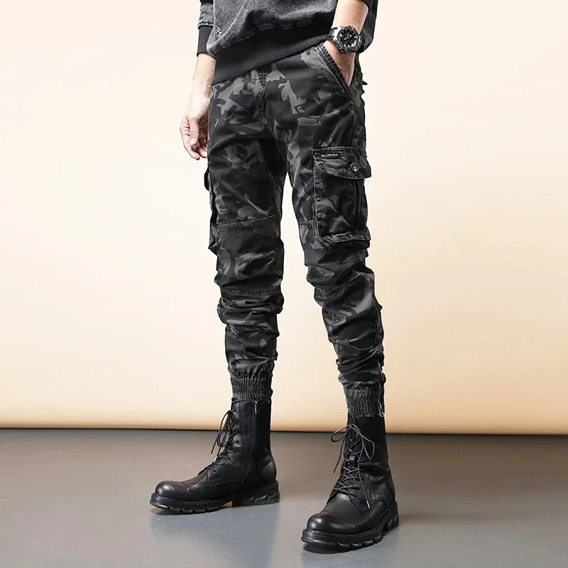 Streetwear Fashion Men Jeans Loose Fit Multi Pockets Casual Cargo Pants Hombre Hip Hop Joggers Men Camouflage Military Trousers