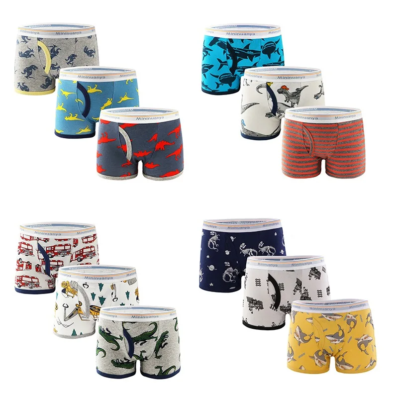 Special Promotion 3Pcs/Pack Boys Underwear Kids Printed Boxer Boy Shorts for Toddler Size 2-10 Years