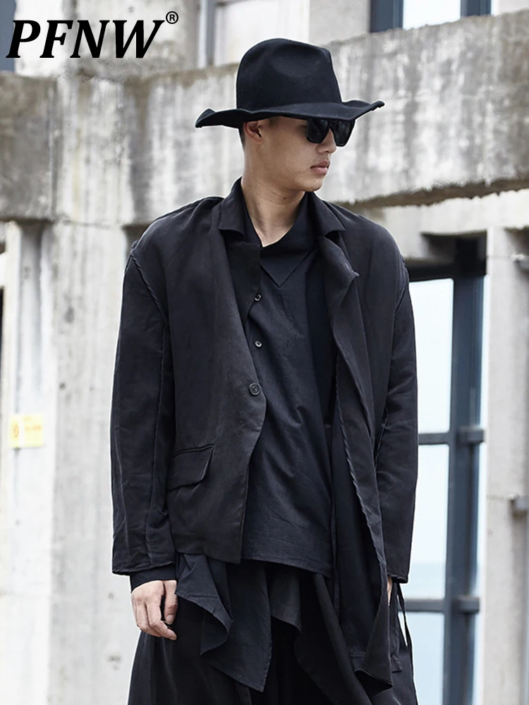 

PFNW Niche Design Men's Darkwear Irregular Cut Suit Jackets Autumn Tdie New Chic Casual Fashion Coats Suits Outwears 12A4724