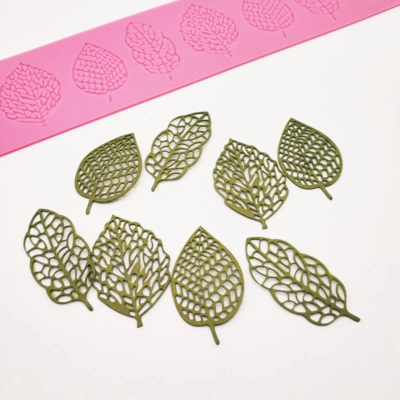 

Silicone Leaf Shape Fondant Molds Chocolate Mould for Cake Pastry Decor Baking Gumpastes Moulds Decoration Sugar Lace Veil Mat