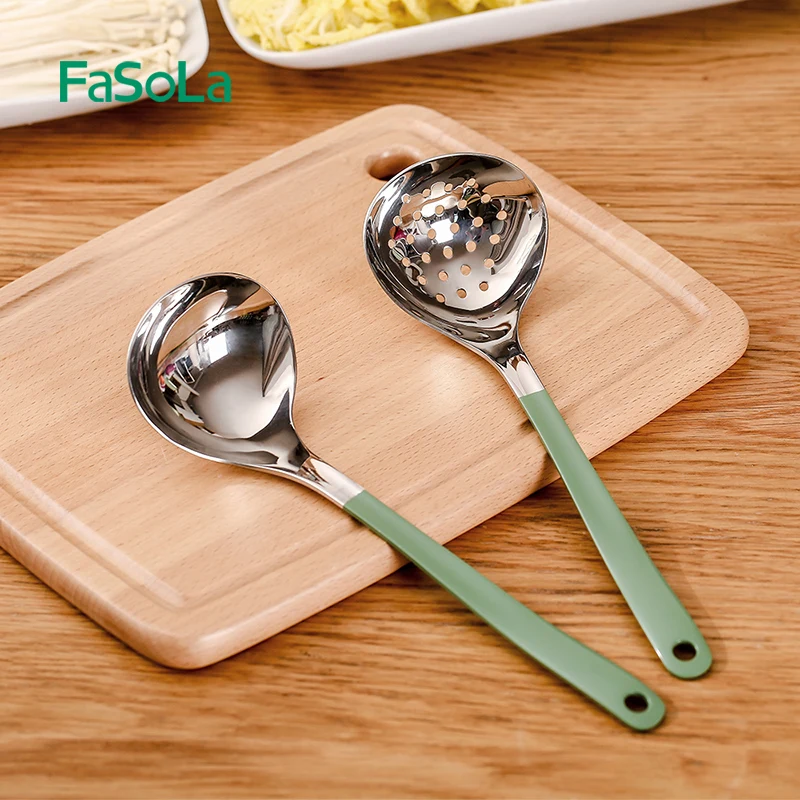

FaSoLa Stainless Steel Ladle for Cooking Soup Sauce Food Skimmer Spoons For Draining & Frying Kitchen Tool
