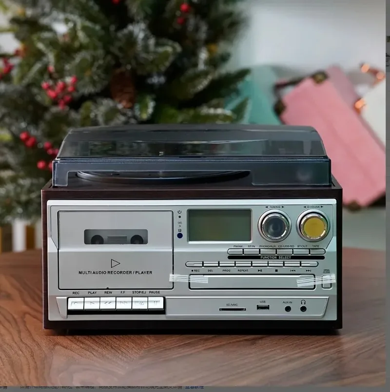 Фото Классический деревянный CD-плеер с Bluetooth, проигрыватель виниловых пластинок, граммофон, радио №4