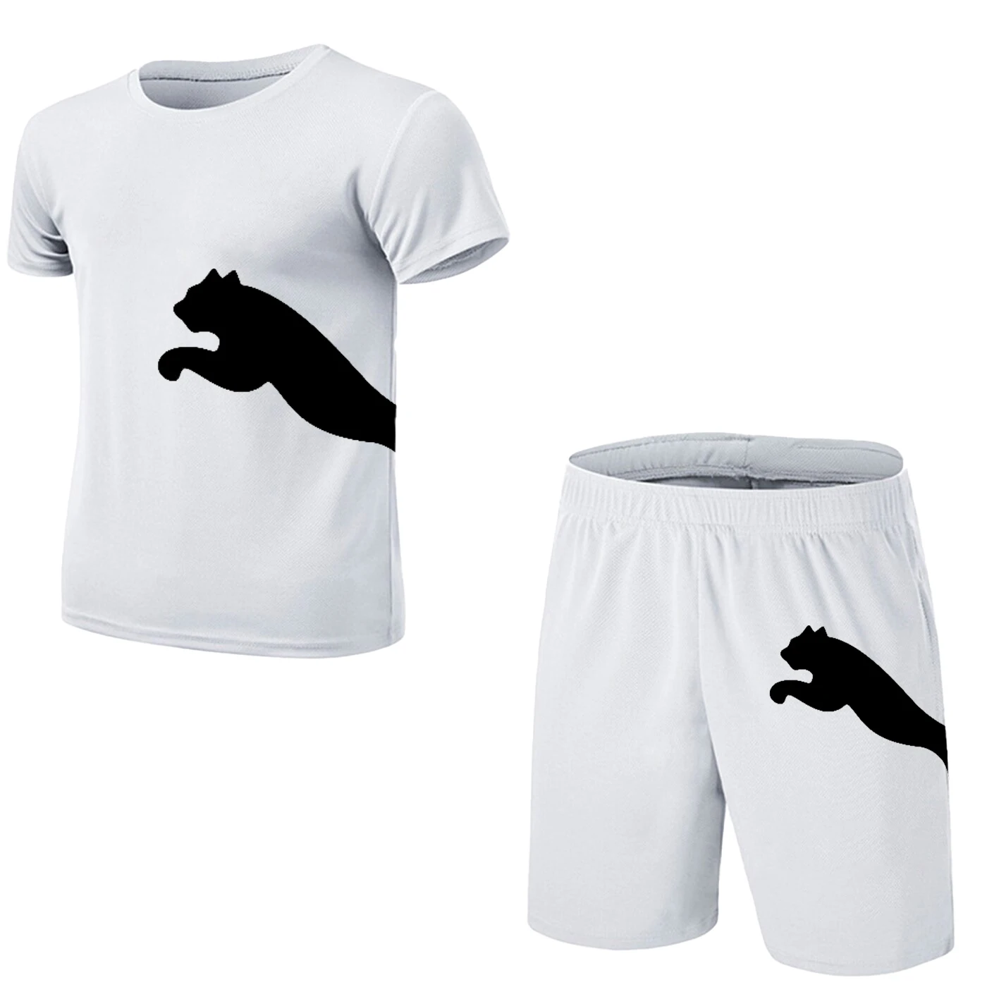 

Summer men's short sleeved shorts suit mesh o-neck sportswear brand running fitness training clothes men