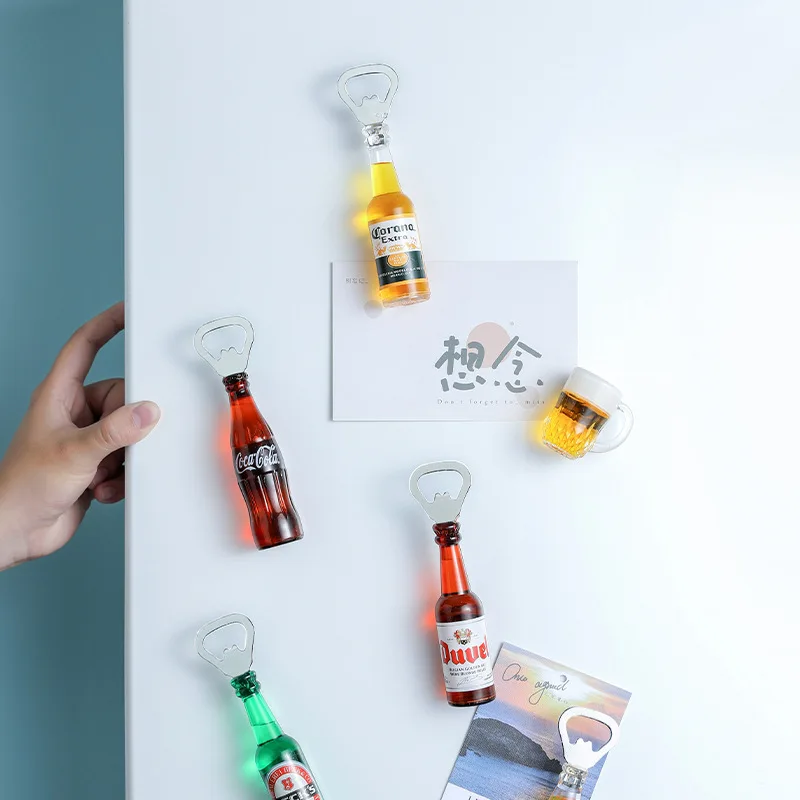 

Beer Bottle Opener Refrigerator Magnet Stickers Fridge Door Magnetic Sticker Bottle Opener Creative Magnets Kitchen Accessories