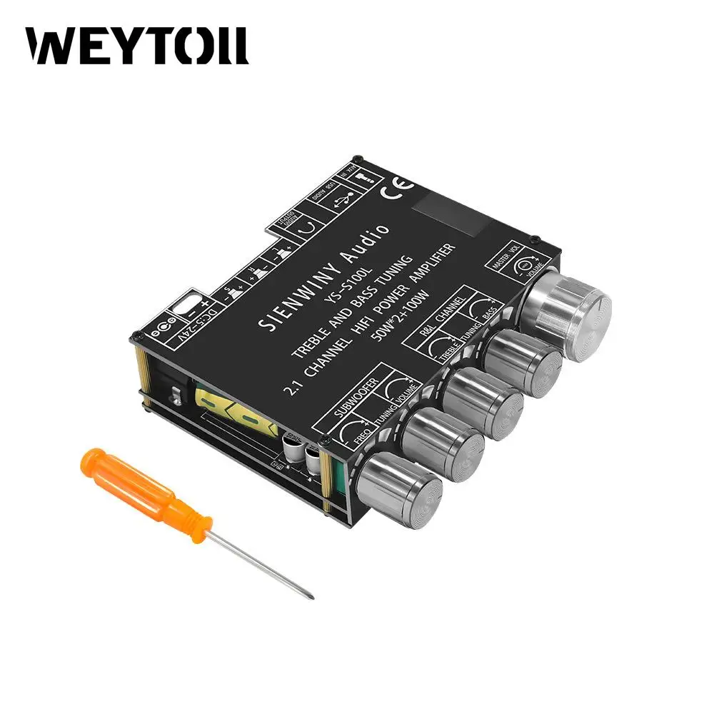 

Портативный модуль усилителя мощности BT, многофункциональная 2,1 канальная Плата усилителя мощности, Плата усилителя стерео сабвуфера