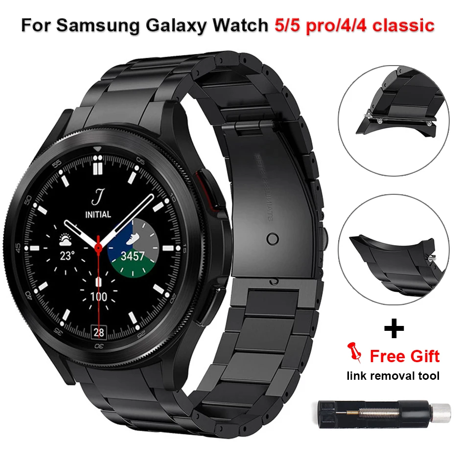 

Galaxy Watch 5 4 Stainless Steel Strap for Samsung Watch4 44mm 40mm 4 Classic 46mm 42mm 5pro 5 Pro 45mm Curved End No Gaps Band