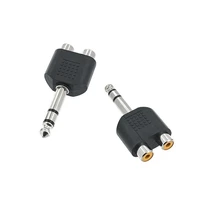 10pcs 6 5mm audio plug to rca double socket 6 5 stereo microphone adapter