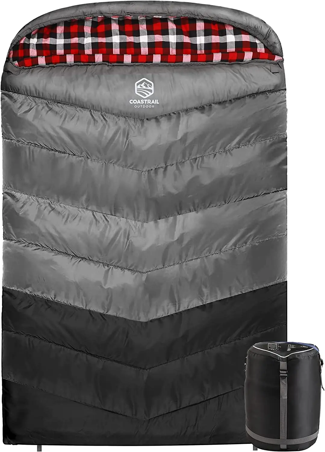 

Double Sleeping Bag Queen-Sized for Adults Couples, XL THREE-ZONE Thickened Design Warm and Comfortable for Camping 3-4 Seasons