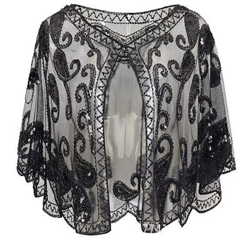 

Lace Sequin Shawl for Evening, Party Banquet, European and American Top