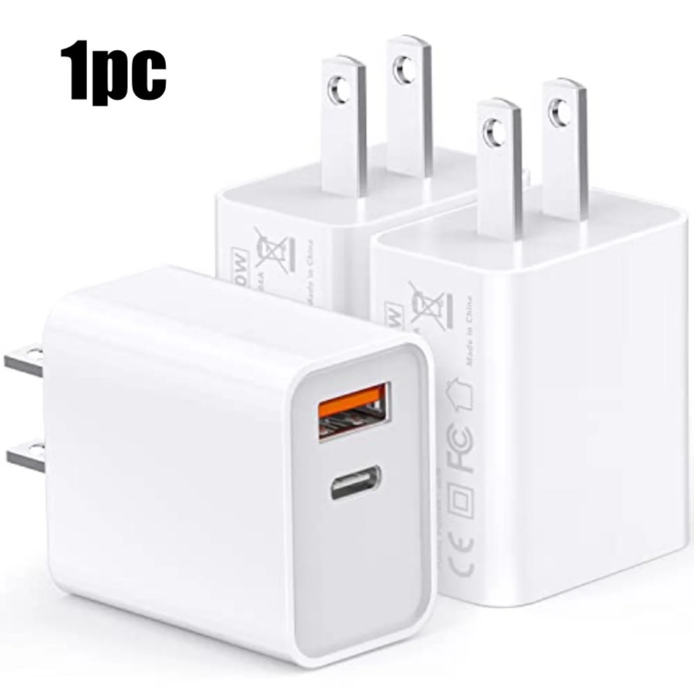 

USB C Wall Charging Block, [1Pack] Multiport Fast Charge Power Brick Cube ,20W PD Quick Charge USBC Box Wall Plug