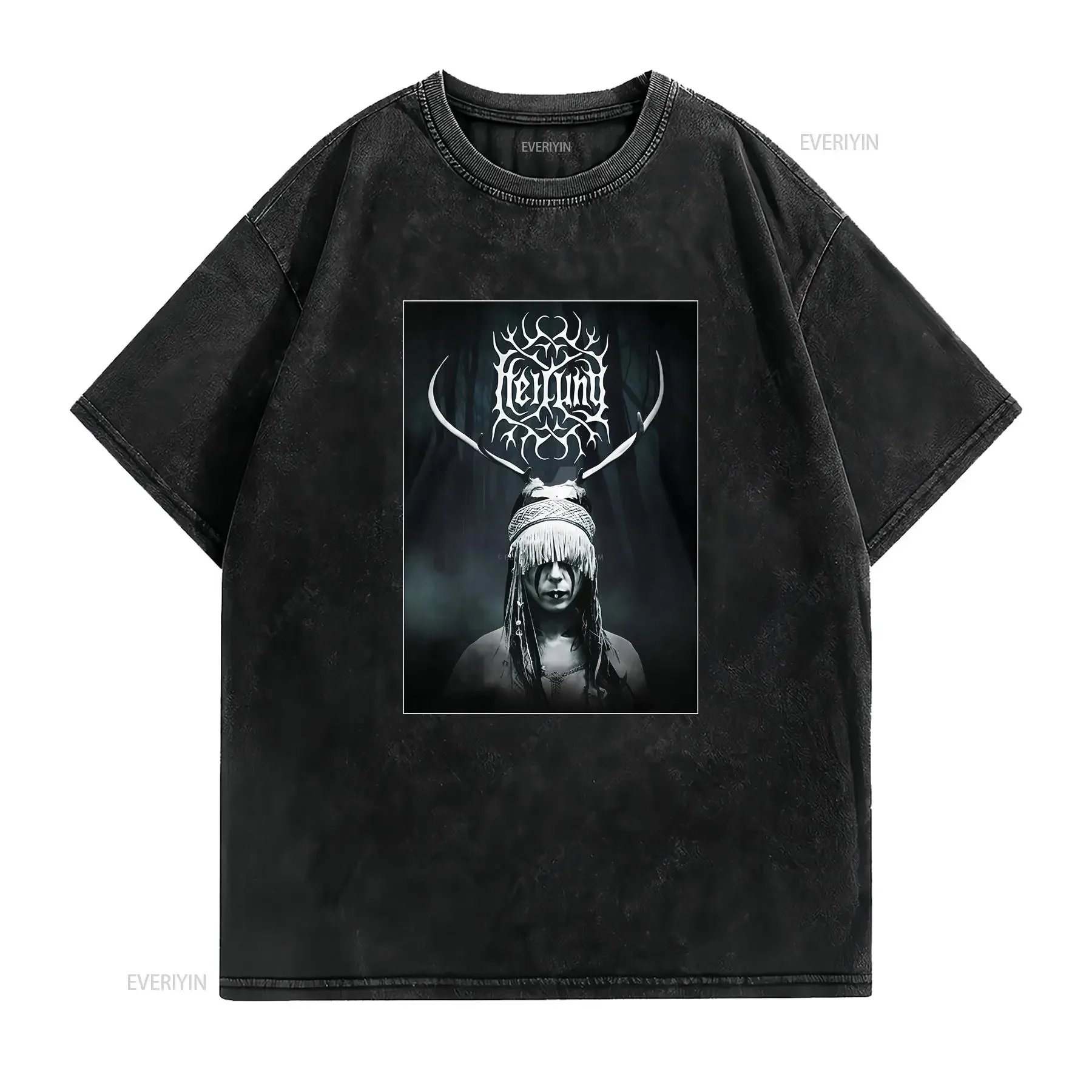 Фото Новая футболка Heilung Lifa 6389, размеры S-5XL, винтажная, с эффектом потертости, дизайнерская одежда, уличный стиль, универсальная, унисекс, комфортная, мягкая, слегка тонкая. №2