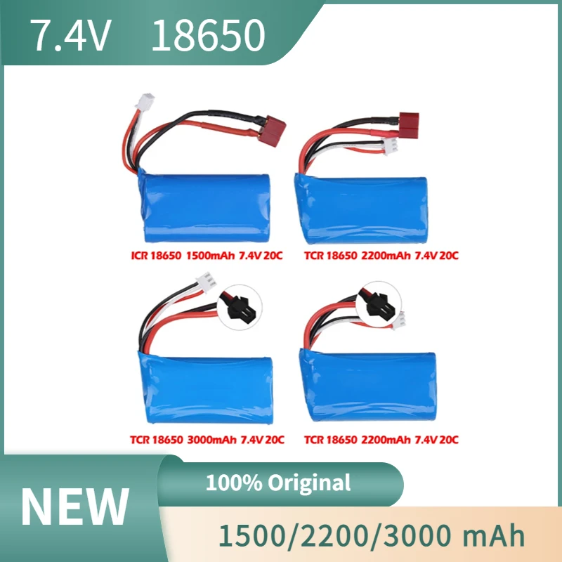 

Lithium battery 7.4V 1500mah/2200mah/3000mah 18650 for Q46 Wltoys 10428/12428/12423 WPL MN99S D90 U12A S033g for rc boat and car